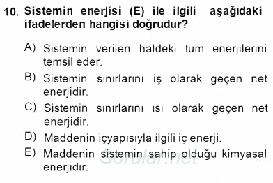 Enerji Analizi 2013 - 2014 Dönem Sonu Sınavı 10.Soru