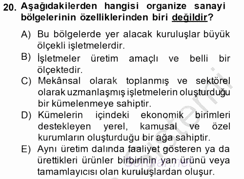 Kamu Özel Kesim Yapısı Ve İlişkileri 2012 - 2013 Dönem Sonu Sınavı 20.Soru
