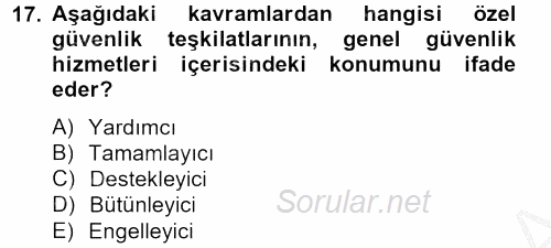 Özel Güvenlik Meslek Etiği 2012 - 2013 Ara Sınavı 17.Soru