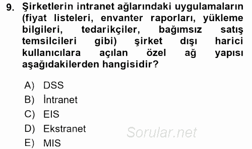 Lojistik Yönetimi 2017 - 2018 Dönem Sonu Sınavı 9.Soru