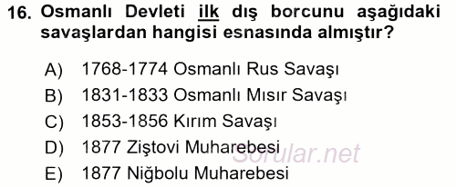 Aile Ekonomisi 2016 - 2017 Dönem Sonu Sınavı 16.Soru