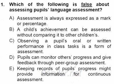 Çocuklara Yabancı Dil Öğretimi 2 2012 - 2013 Dönem Sonu Sınavı 1.Soru