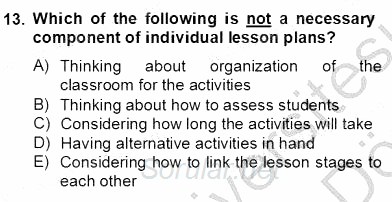 Çocuklara Yabancı Dil Öğretimi 2 2012 - 2013 Dönem Sonu Sınavı 13.Soru