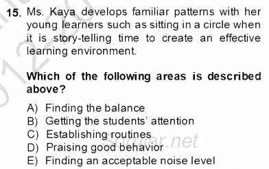 Çocuklara Yabancı Dil Öğretimi 2 2012 - 2013 Dönem Sonu Sınavı 15.Soru