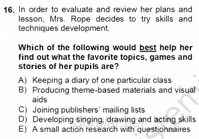 Çocuklara Yabancı Dil Öğretimi 2 2012 - 2013 Dönem Sonu Sınavı 16.Soru