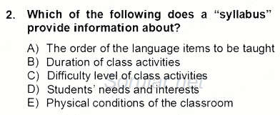 Çocuklara Yabancı Dil Öğretimi 2 2012 - 2013 Dönem Sonu Sınavı 2.Soru