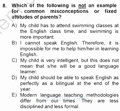 Çocuklara Yabancı Dil Öğretimi 2 2012 - 2013 Dönem Sonu Sınavı 8.Soru