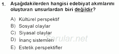 Batı Edebiyatında Akımlar 1 2014 - 2015 Dönem Sonu Sınavı 1.Soru