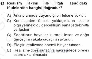 Batı Edebiyatında Akımlar 1 2014 - 2015 Dönem Sonu Sınavı 12.Soru
