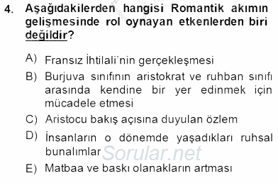 Batı Edebiyatında Akımlar 1 2014 - 2015 Dönem Sonu Sınavı 4.Soru