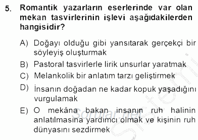 Batı Edebiyatında Akımlar 1 2014 - 2015 Dönem Sonu Sınavı 5.Soru