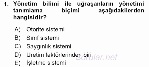 Rekreasyon Yönetimi 2016 - 2017 3 Ders Sınavı 1.Soru