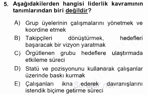 Rekreasyon Yönetimi 2016 - 2017 3 Ders Sınavı 5.Soru