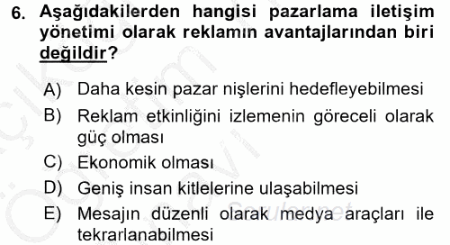 Rekreasyon Yönetimi 2016 - 2017 3 Ders Sınavı 6.Soru