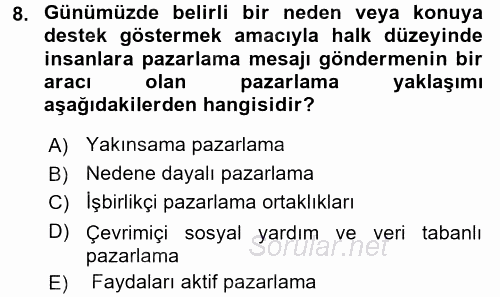 Rekreasyon Yönetimi 2016 - 2017 3 Ders Sınavı 8.Soru