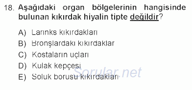 Temel Veteriner Histoloji ve Embriyoloji 2012 - 2013 Tek Ders Sınavı 18.Soru