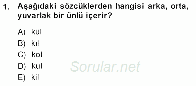 Genel Dilbilim 2 2013 - 2014 Ara Sınavı 1.Soru