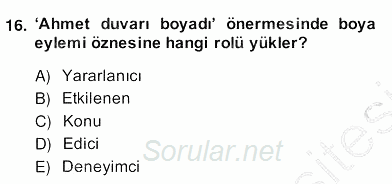 Genel Dilbilim 2 2013 - 2014 Ara Sınavı 16.Soru