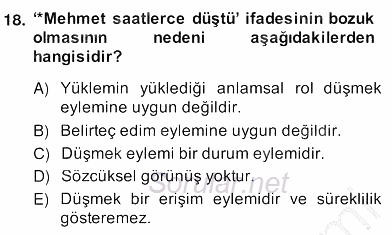 Genel Dilbilim 2 2013 - 2014 Ara Sınavı 18.Soru
