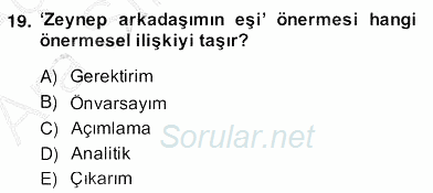 Genel Dilbilim 2 2013 - 2014 Ara Sınavı 19.Soru