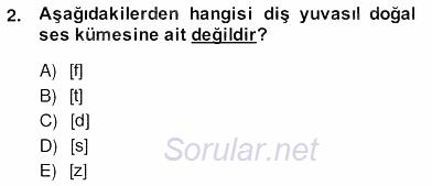 Genel Dilbilim 2 2013 - 2014 Ara Sınavı 2.Soru