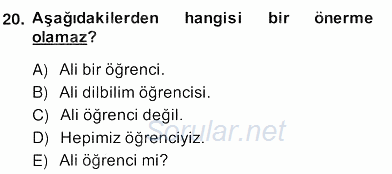 Genel Dilbilim 2 2013 - 2014 Ara Sınavı 20.Soru