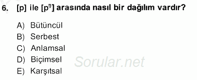 Genel Dilbilim 2 2013 - 2014 Ara Sınavı 6.Soru