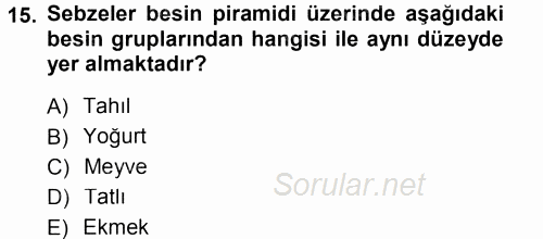 Okulöncesinde Fen Eğitimi 2013 - 2014 Tek Ders Sınavı 15.Soru