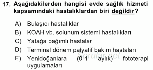 Sağlık Kurumlarında Bilgi Sistemleri 2016 - 2017 3 Ders Sınavı 17.Soru