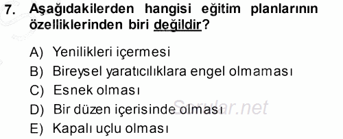 Sınıf Yönetimi 2013 - 2014 Dönem Sonu Sınavı 7.Soru