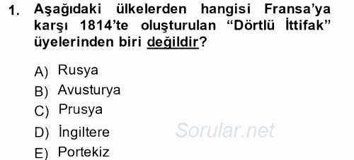 Siyasi Tarih 2013 - 2014 Ara Sınavı 1.Soru