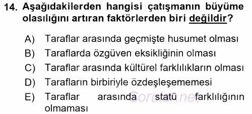 Örgütsel Davranış 2015 - 2016 Dönem Sonu Sınavı 14.Soru