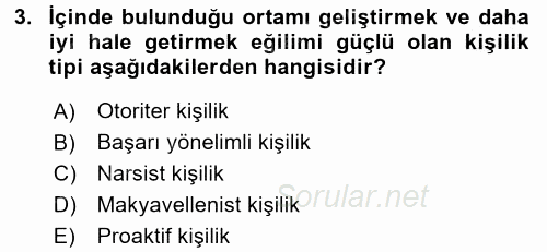 Örgütsel Davranış 2015 - 2016 Dönem Sonu Sınavı 3.Soru