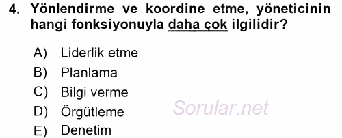 Örgütsel Davranış 2015 - 2016 Dönem Sonu Sınavı 4.Soru