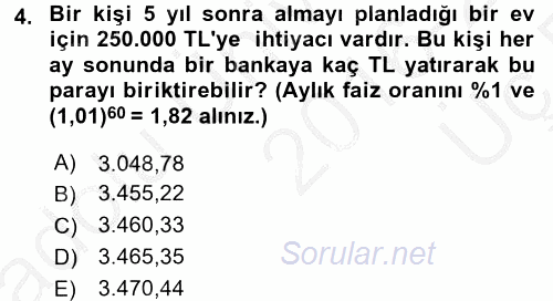 Finans Matematiği 2016 - 2017 3 Ders Sınavı 4.Soru