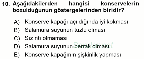 Temel Mutfak Teknikleri 2017 - 2018 3 Ders Sınavı 10.Soru