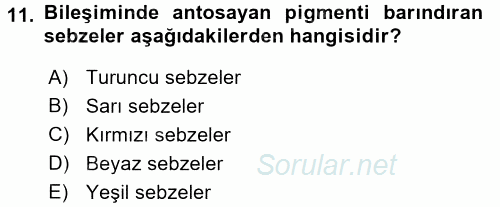 Temel Mutfak Teknikleri 2017 - 2018 3 Ders Sınavı 11.Soru