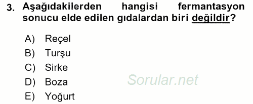 Temel Mutfak Teknikleri 2017 - 2018 3 Ders Sınavı 3.Soru