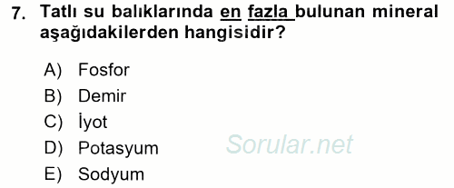 Temel Mutfak Teknikleri 2017 - 2018 3 Ders Sınavı 7.Soru