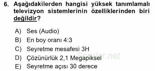 Hareketli Görüntünün Tarihi 2016 - 2017 Dönem Sonu Sınavı 6.Soru