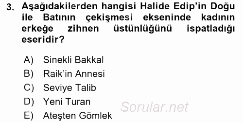 Toplumsal Cinsiyet Çalışmaları 2017 - 2018 Dönem Sonu Sınavı 3.Soru