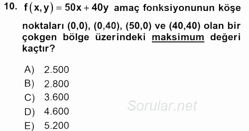 Matematik 2 2017 - 2018 3 Ders Sınavı 10.Soru