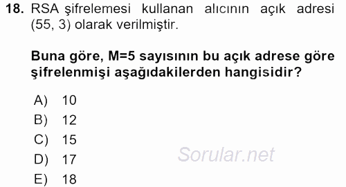 Matematik 2 2017 - 2018 3 Ders Sınavı 18.Soru