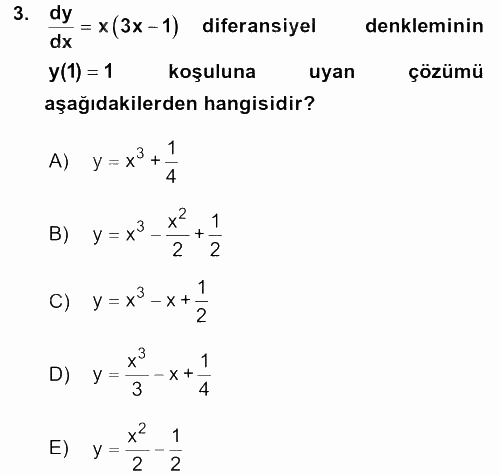 Matematik 2 2017 - 2018 3 Ders Sınavı 3.Soru