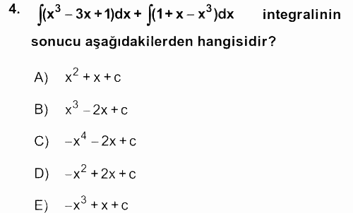 Matematik 2 2017 - 2018 3 Ders Sınavı 4.Soru