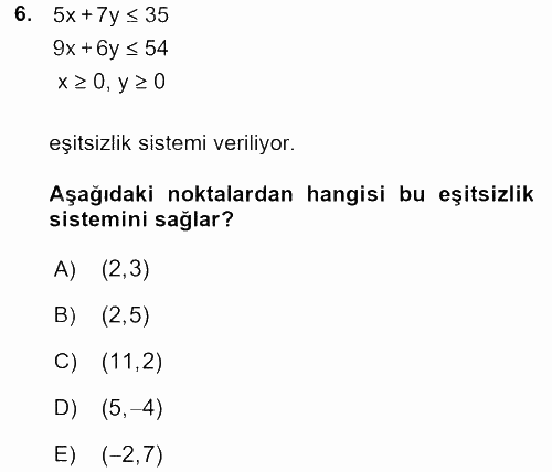 Matematik 2 2017 - 2018 3 Ders Sınavı 6.Soru