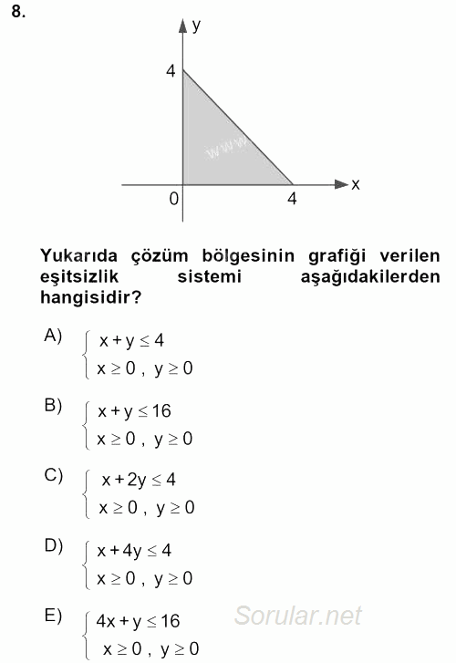 Matematik 2 2017 - 2018 3 Ders Sınavı 8.Soru