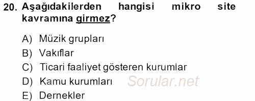 Uluslararası İletişim 2013 - 2014 Dönem Sonu Sınavı 20.Soru