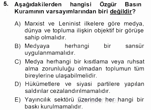 Uluslararası İletişim 2013 - 2014 Dönem Sonu Sınavı 5.Soru