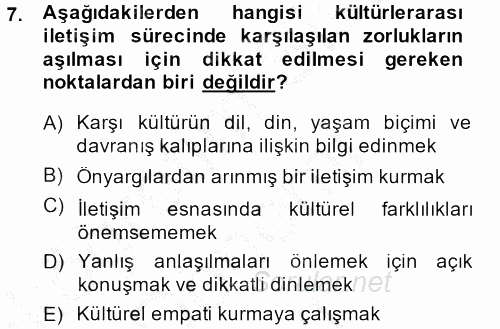 Uluslararası İletişim 2013 - 2014 Dönem Sonu Sınavı 7.Soru